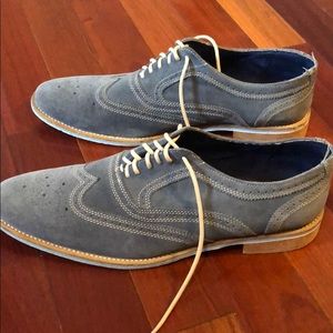 Blue suede oxfords